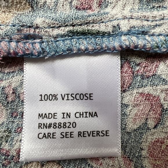 Cynthia Rowley Blouse Women's 1X Soft Floral Pink Blue Boho Tassels Peasant - Picture 8 of 10